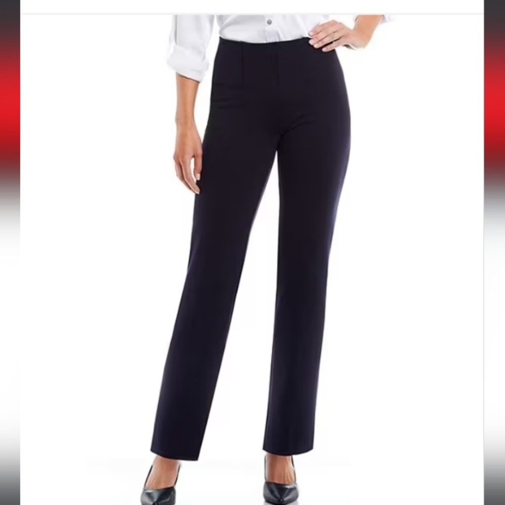 Investments | Slim factor ponte knit slim straight leg pants in navy blue